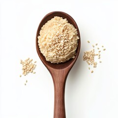Tahini Paste in Wooden Spoon with Sesame Seeds