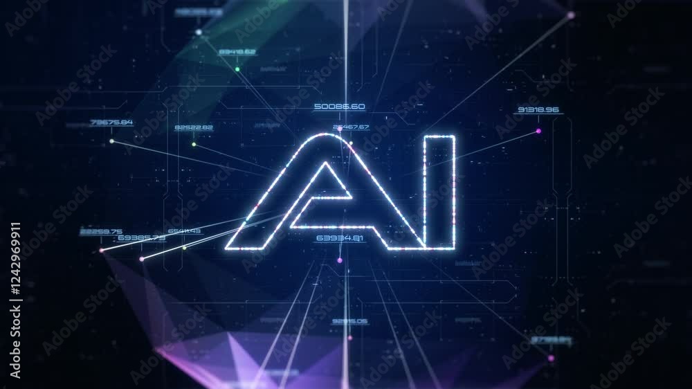 Wall mural artificial intelligence concept, neural network, machine learning, ai assistant (3d render)