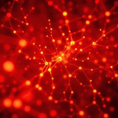 Vibrant red abstract representation of interconnected nodes and lines showcasing network structure