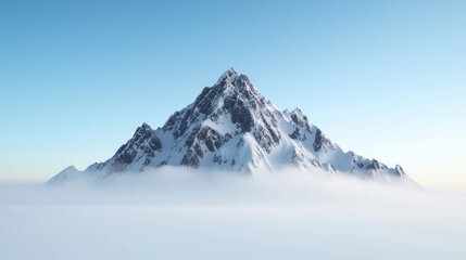Snowy Mountain Peak Above Clouds