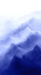 Fototapeta premium A stunning landscape featuring soft, layered mountain silhouettes in varying shades of blue and white, evoking a serene and tranquil atmosphere.