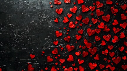 A black background with a red heart pattern