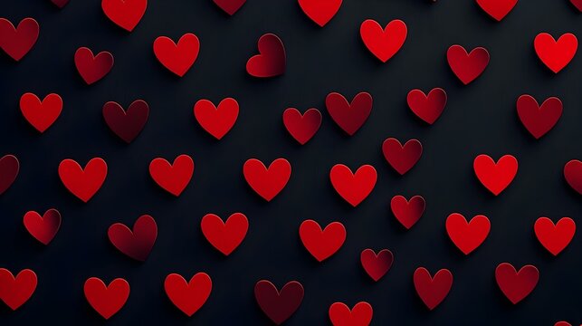 A black background with a red heart pattern