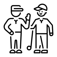 Golf trainer icon in linear style 