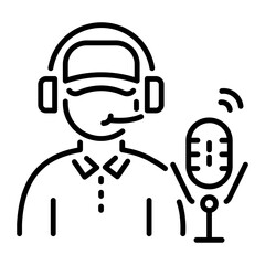 A line style icon of sports commentator