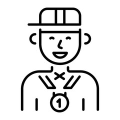 Sports champion icon in linear style 