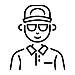 A line style icon of a golf character 