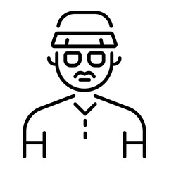 Senior golfer icon in linear style 