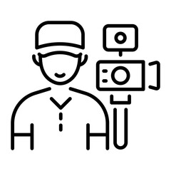 A line style icon of a vlogger 