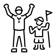 Cheering people icon in linear style 