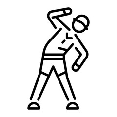 A player doing stretching before game, line style icon 