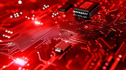 A lively abstract red technology background with modern elements, designed for contemporary projects and innovation concepts, featuring futuristic digital art.