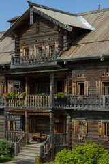 Wooden log houses in the village of Bogoslovka