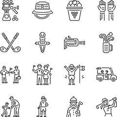 Collection of Linear Style Golf Icons 