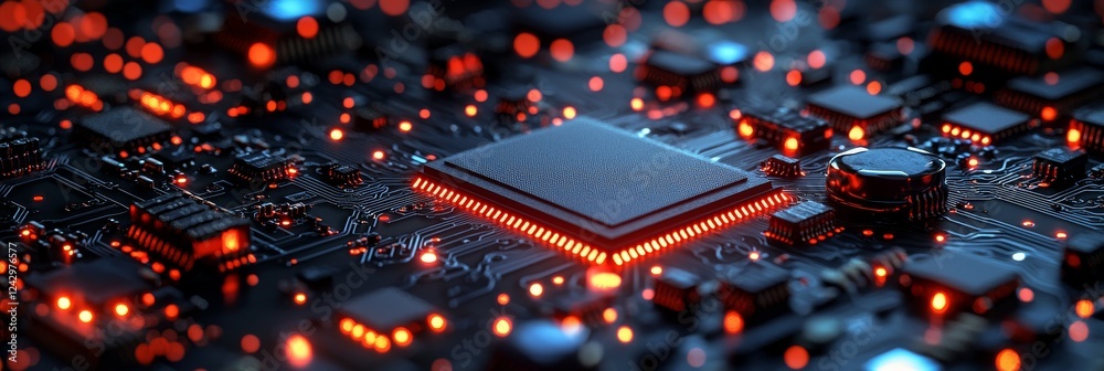 Fototapete cyberpunk technical background abstraction ui ux modern trendy design. place for text. microcircuit.