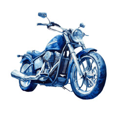 A detailed watercolor painting showcases a classic blue motorcycle a powerful symbol of freedom and adventure.