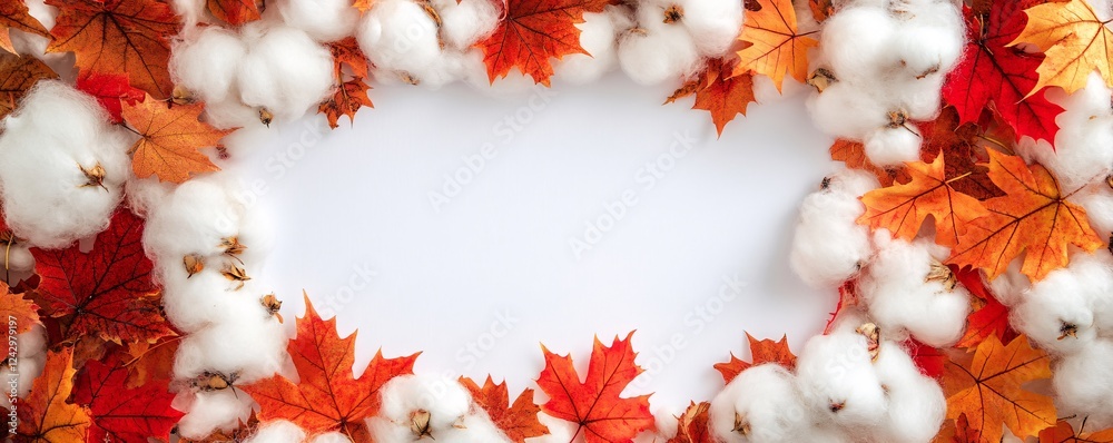 Aufkleber Autumn border composition creating copy space on white background