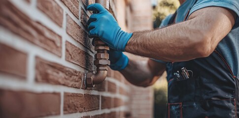 A plumbing professional is conducting a water pressure test on a home's plumbing