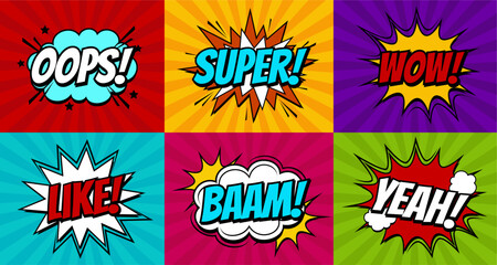 Comic speech bubble vector, comic book sound effect, colorful pop art design with in the shape of an explosion, perfect comic explosion for action theme graphics, design