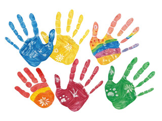 Colorful Handprint Art on Black Background