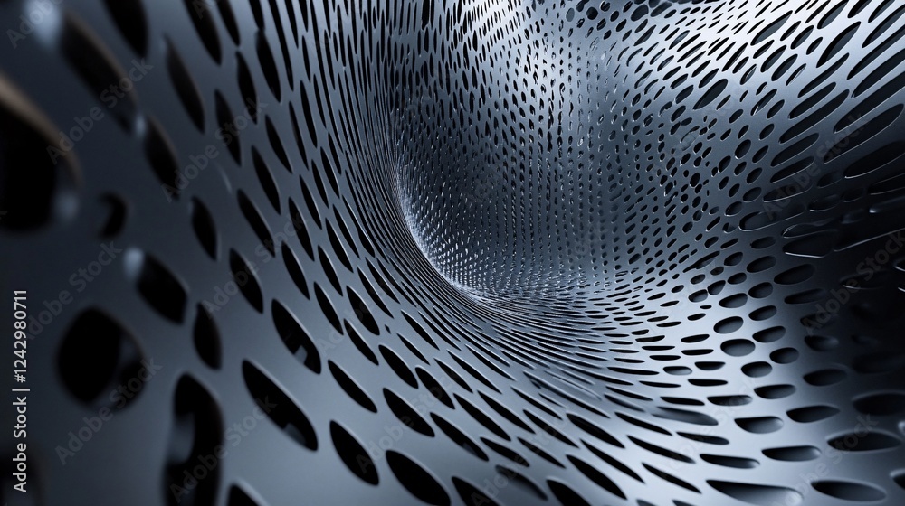 Aufkleber abstract metallic surface forming a tunnel with holes