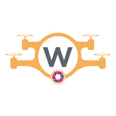 Initial Drone Logo Combine With Letter W Vector Template