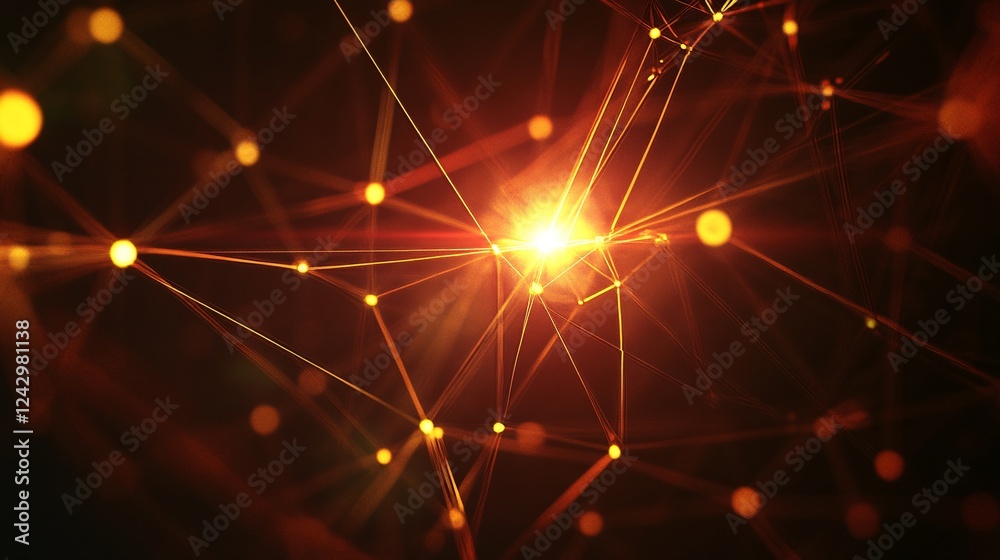 Poster Abstract network is connecting points of light creating a bright center