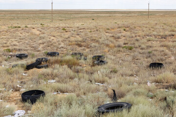 Tire disposal in the desolate steppe of Kazakhstan creates environmental concern