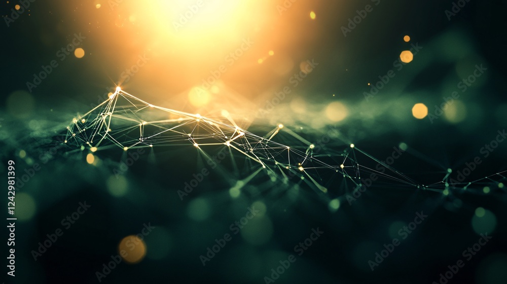 Poster Network growing with data points and lines forming complex structure