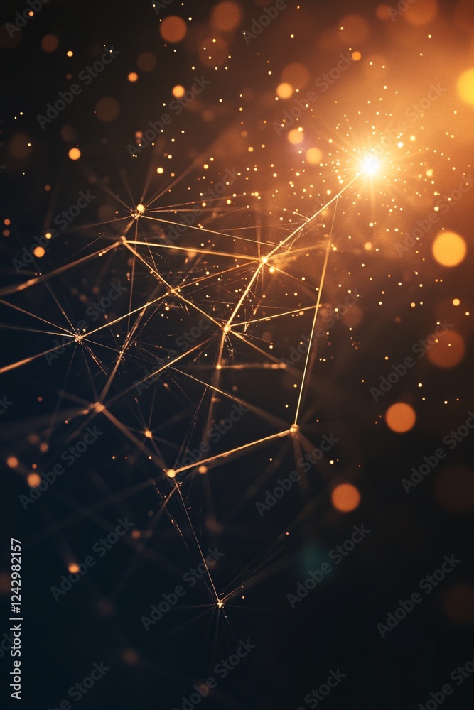 Poster Abstract network structure connecting points of light in digital space