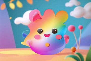 Whimsical Cartoon Gradient Overlay Effect with Playful Cutout on Animated Surface