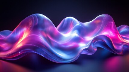 Abstract 3D rendering of glowing grids forming undulating waves. Dynamic sci-fi motion., Generative AI