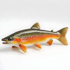 trout fish on white background