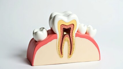 Detailed Cross-Section of Human Tooth Showing Root, Pulp, and Surrounding Bone