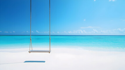 Relaxing beach swing at a tropical paradise scenic ocean view tranquil environment serene concept