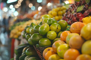 Photo: Fresh Fruit Market Display - Green, Orange, Yellow, Red