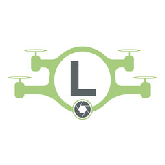 Initial Drone Logo Combine With Letter L Vector Template
