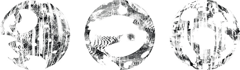 Obraz premium Grunge sphere Collection. Grunge Circles. Banners, Insignias , stamps, spheres, Labels and Badges Set . vector distress textures. Bundle blank circle textured shapes, globes, balls and stamps. 