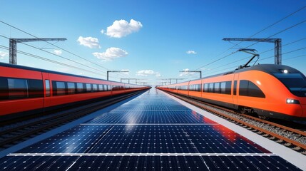 Fototapeta premium A futuristic train station powered by solar energy