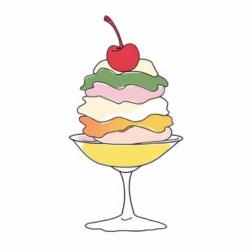 colorful layered dessert with cherry clip art preview