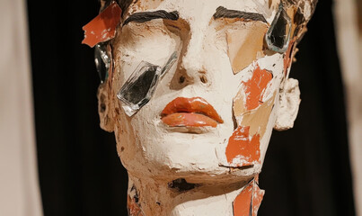 Dynamic Fragmented Sculpture Showcasing Bold Colors and Textures Reflects Contemporary Imaginative Vision