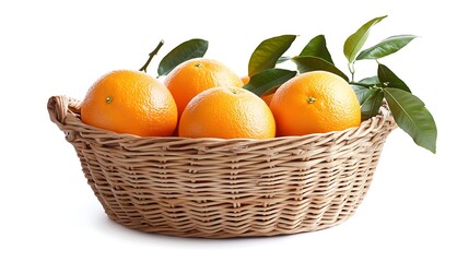 Fresh Oranges in a Wicker Basket
