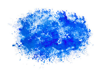 Realistic blue spot splash watercolor brush isolated on transparent background. Hand drawn light...