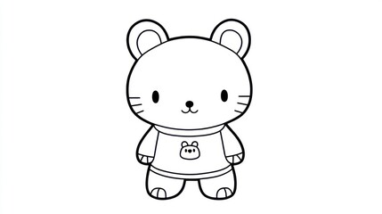 Fototapeta premium Cute cartoon mouse wearing sweater, coloring page