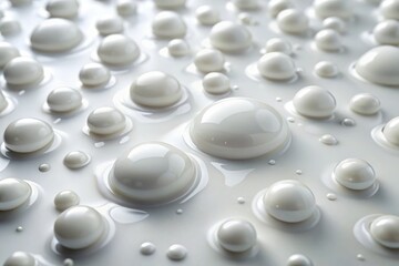 Soft White Slime Droplets on a Smooth Surface, laboratory equipment, minimalist decor, empty space