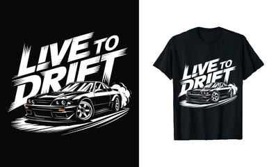 Embrace the adrenaline of the street with our "Live to Drift" T-shirt! Featuring a bold graphic of a drifting car, this design is perfect for car enthusiasts and drifting fans who crave excitement