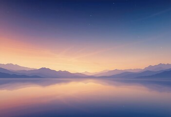 Serene Sunset Over Calm Mountain Lake Reflections