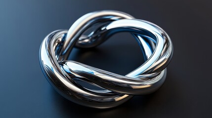 Naklejka premium Metallic twisted rings, 3D render, Generative AI