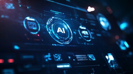 A digital screen with an emphasis on AI technology in business