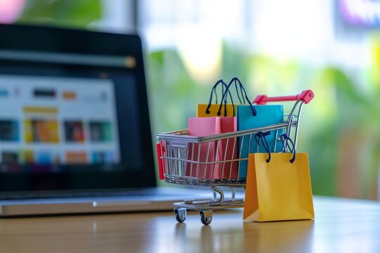 Online Shopping Cart Bags Laptop Desk